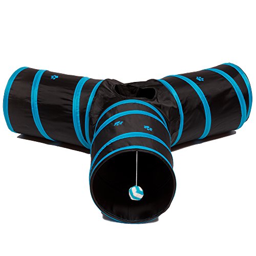Prosper Pet Cat Tunnel - Collapsible 3 Way Play Toy - Tube Fun for Rabbits, Kittens, and Dogs - Blac - //medicalbooks.filipinodoctors.org