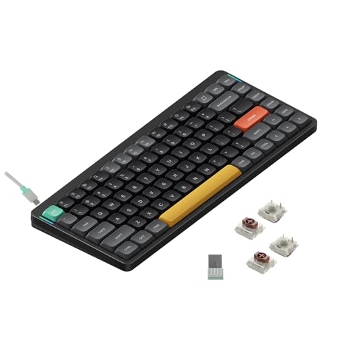 NuPhy Air75 V2 Portable 75% Mechanical Keyboard,Wireless Keyboard,Supports Bluetooth/2.4G/USB-C RGB Bluetooth Keyboards,Compatible with Windows/Mac OS/Linux Systems Black-Gateron Brown Switch