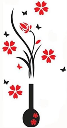 JHKUNO DIY Vase Flower Tree Crystal Arcylic 3D Wall Stickers Decal Mural Home Decor Wallpaper (8040cm, Black)