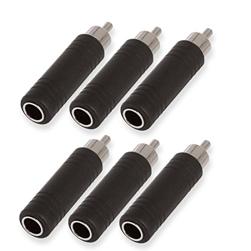 DCFun 6.35mm Female Plug To RCA Male Jack Audio Adapter Connector 6-Pack - Thumbnail 3