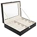Deluxe 8 Slot Sunglasses/Eyeglasses/Reading Glasses Black Display Case w/Clear Lid Design/Watch & Jewelry Organizer Box