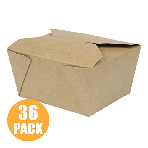 [36 Pack] 30 oz 5 x 4.5 x 2.5" Disposable Paper Take Out Food Containers, Microwaveble Folding Natural Kraft to Go Boxes #1 - Thumbnail 7