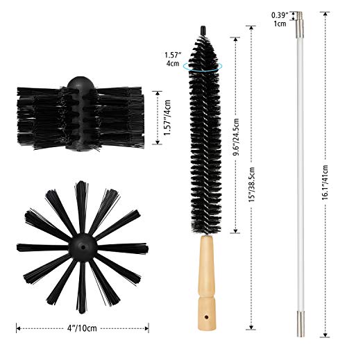 Oak Leaf Dryer Vent Cleaner Kit 12 Feet, Flexible 9 Rods Dry Duct Cleaning Kit Chimney Sweep Brush with Brush Head and Dryer Lint Brush, Extend up to 12 Feet, Use with or Without a Power Drill