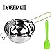 SKEMIX Stainless Steel Double Boiler Pot, 600ML Updated Melting Pot with Silicone Spatula for Melting Butter,Chocolate, Candy, Cheese and Caramel