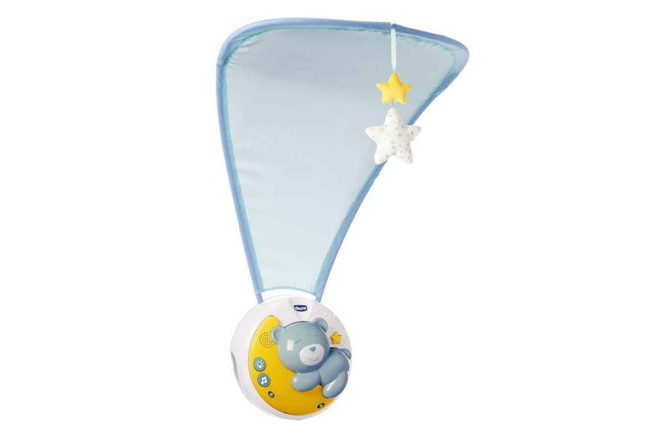 Chicco Next2Moon Mobile Crib for Newborns, Detachable Projector, Compatible with Next2Me Crib, Multicolor Lights, Relaxing Music, Hanging Figures, Toy for Newborns +0 Months, Blue