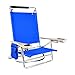 Deluxe 5 Reclining Positions Lay Flat Aluminum Beach Chair with Cup Holder 250 lb Load Capacity