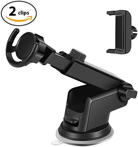 Car Mount for Pop Holder Socket, Cotuca Adjustable Universal Car Windshield &amp; Dashboard Phone Mount with Adjustable Arm for Pop Socket, with two replaceable clips,Black
