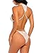 Avidlove Womens Open Back Halter Plunging Teddy,Comfortable Scalloped Trim Lace Lingerie White M