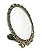 Ivenf Extra Large Size Vintage Oval Make-Up Hand/Table Mirror, Dress Table Decoration, Spreading Tail Peacock, Antique Bronze