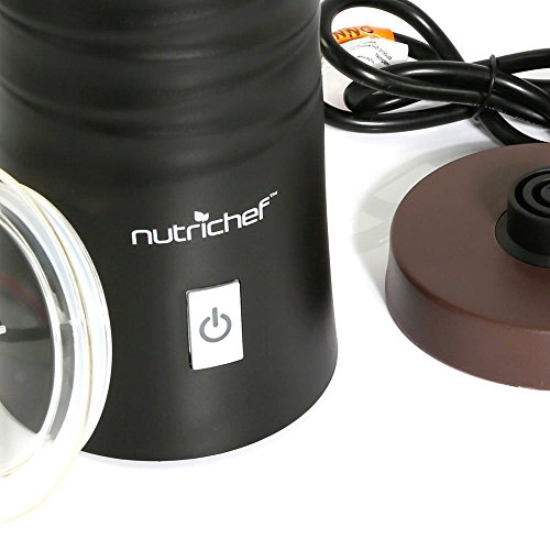 NutriChef Electric Milk Frother Warmer Compact Stainless Steel