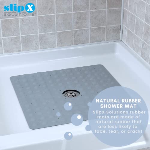 SlipX Solutions MicrobanInfused Rubber Shower Mat, 21" x 21" Anti