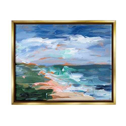 Stupell Industries Crashing Beach Waves Abstract Scene Floating Framed Wall Art…