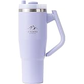 Thurston Tumbler – 40oz Stainless Steel Insulated Travel Cup with Handle & Straw Lid, Double-Wall Vacuum with All-in-One Rotational Handle & Retractable Straw for Hot & Cold Drinks (Light Purple)