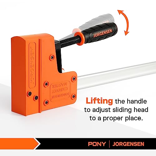 JORGENSEN Set of 2 Steel and Nylon Single Hand Clamps for Precise Fixing, Clamp Width 600 mm, Maximum Clamping Force 680 kg, Stretch Range up to 770 mm