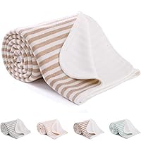 KAWAHOME Striped Summer Cool Blanket Lightweight Thin Breathable Throw for Air Condition Room 79 × 90 Inches Brown