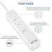 Etekcity 3-Outlet Surge Protector Power Strip with 4 USB Charging Ports, 5610 Joules, 6 Ft Long Cord & Mounting Holes, 750℃ Flame-Retardant, FCC ETL Listed, White (Upgrade Version)