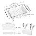 SANNO Expandable Draining Dish Rack Over Sink, Dish Rack in Sink or On Counter,Adjustable Arms Dish Drainer Rustproof Stainless Steel with White Utensil Silverware Storage Holders