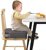 TOTIDYH Toddler Booster Seat Dining Chair 4 Inch Lift Grey PU Leather 2 Straps view 1