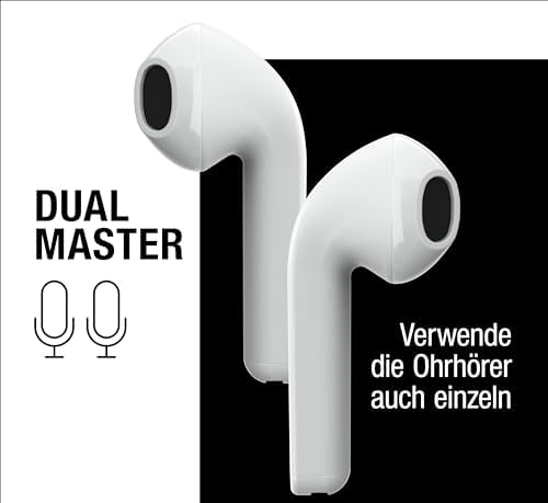 Twins Core, True Wireless kabellose In-Ear Bluetooth Kopfhörer, mit Sprachassistent, Touch-Steuerung und eingebautem Mikrofon, 30 Stunden Spielzeit (Ice Grey)