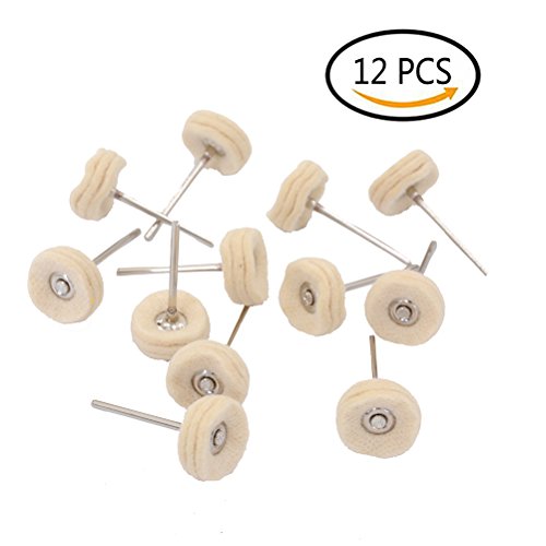 Click Here to See More Images 12Pcs Wool Polishing Wheel Buffing Pads Cone/Column/Mushroom/T-Shaped Wheel With Handle for Metal,Jewelry,Wood,Plastic,Ceramic,Glass and Rotary Tools