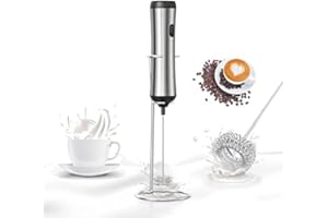 DTB TECH Handheld with Stainless Steel Stand USB-charging Foam Maker, DOUBLE WHISK Mini Blender and Electric Mixer Coffee Frother (Stainless Steel) (Stainless Steel)…
