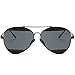 SojoS Metal Frame Double Color Flash Mirrored Aviator Womens Sunglasses SJ1032 With Black Frame/Black and Grey Lens