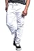 Victorious Mens Drop Crotch Jogger Twill Pants JG804 - WHITE - Large