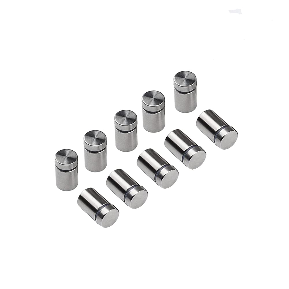 Lokatall Advertising Screw, Sign Standoff Screws Stand-Off Fixings Metal Chrome Sign Glass Bracket Advertising Nails Wall Fixings Advertising Glass Holders Nail for Sign Displays - 10 Pcs (8x20mm)