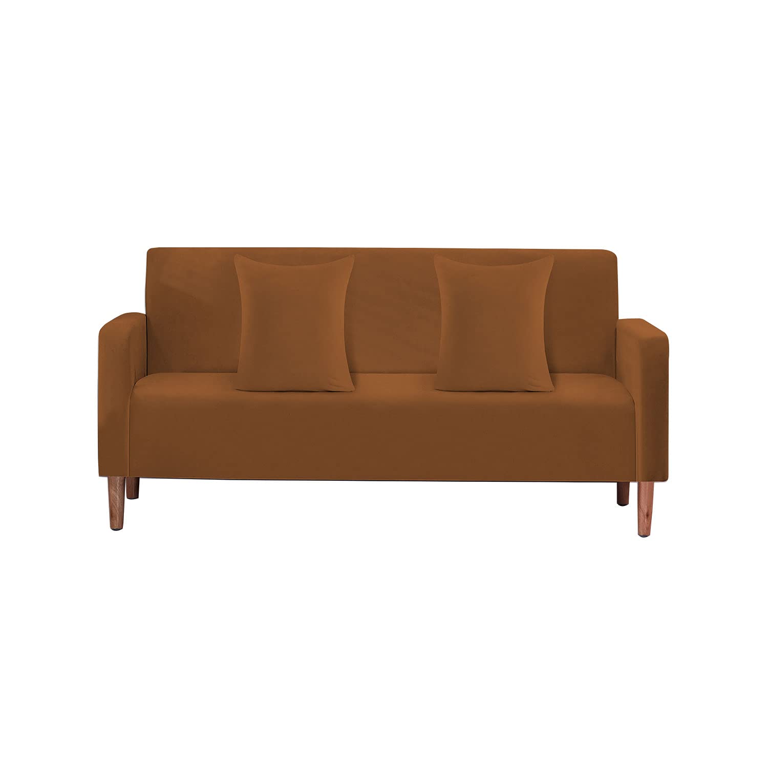 WedDecor Thick Velvet Sofa Cover 2 Seater Crushed Couch Slipcover, Super Stretch, Non-Slip Soft Plush Sofa Furniture Protector for Living Room, Machine Washable, Brown Tan, (145 x 185cm)