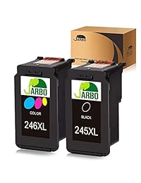 Cartuchos de tinta remanufacturados JARBO Canon PG-245XL CL-246XL (negro + tricolor ) que muestran un nivel de tinta preciso trabajada con Canon PIXMA IP2820 MG2420 MG2520 MG2920 MG2922 MG2924 MX492, 1 Negro+1 Color