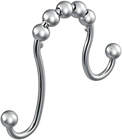 Interfeeling Shower Curtain Rings with Bathroom Double Glide Hooks Polished Chrome , Set of 12