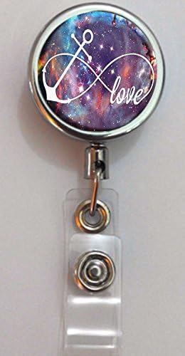 BlackKey Galaxy Space Universe Infinity Love Anchor Retractable ID Card Badge Holder Reel with Lanyard &amp; Belt Clip -24