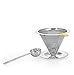 Pour Over Coffee Maker - BCI Coffee Master Cone Coffee Dripper Paperless Permanent Stainless Steel Fine Mesh Pour Over Coffee Dripper with Built In Stand and Stainless Coffee Scoop