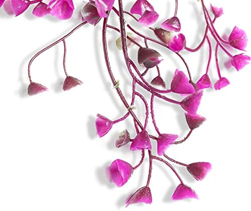 Hanging synthetic vines in plastic containers for decor.