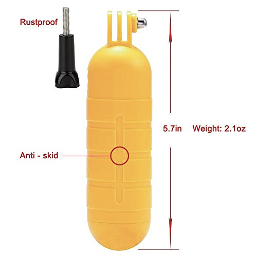 Luxebell Waterproof Floating Hand Grip, Pole Mount for Gopro Hero 5 Session 4 3+ 3 2 1, Action Camera Sjcam Sj4000 Sj5000 Sj6000 Sj7000