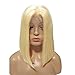 Blonde Human Hair Wigs 13x4 Lace Fron Wig Middle Part Short Cut Blonde Bob 180% Density Remy Hair 12