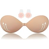 Sticky Bra,Adhesive Invisible Bras,Backless Strapless Bra,Push Up Lift Up Bras (1Pair Skin + 1 Pair Nipple Covers)