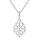 Clover Design Sterling Silver Filigree Pendant With Length Adjustable Chain Necklace
