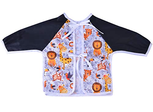 2 Pack Long Sleeved Bib Waterproof Bibs with Pocket, 6 to 24 Months Baby Girl and boy Bib (Dinosaur & Animal) - Thumbnail 4