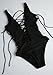 Zero City Bathing Suits Women One Piece Front Side Lace Up Monokini Swimsuits (S, Black)