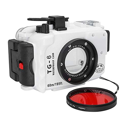 SeaFrogs 195FT/60M Underwater Camera Waterproof housing for Olympus TG-6 (White)