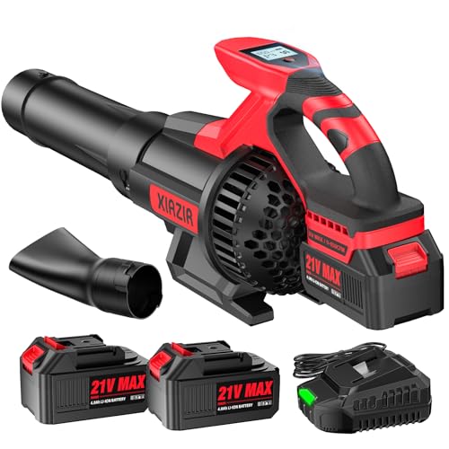 Souffleur de Feuilles sans Fil avec Écran LCD, 3 Vitesses, 2×4.0Ah Batteries et Chargeur Rapide, Souffleur Électrique Léger pour Entretien du Jardin, Allée, Feuilles, Poussière et Neige