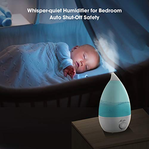 MOOKA Humidifier 2L Portable Cool Mist Humidifiers for Baby Home Bedroom Office, Adjustable Mist Output Air Humidifier, Waterless Auto-Off, Whisper-Quiet, Up to 21 Hours, BPA Free, Blue