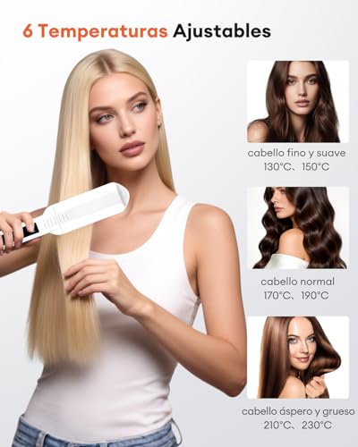 Planchas del Pelo Ceramic Crimp 3 in 1, Cerámica Anti-Estática, 6 Temperatura Ajustables 130-230 ℃, Calentamiento Instantáneo, Rizador Pelo Ondas Para Crear Volumen y Textura