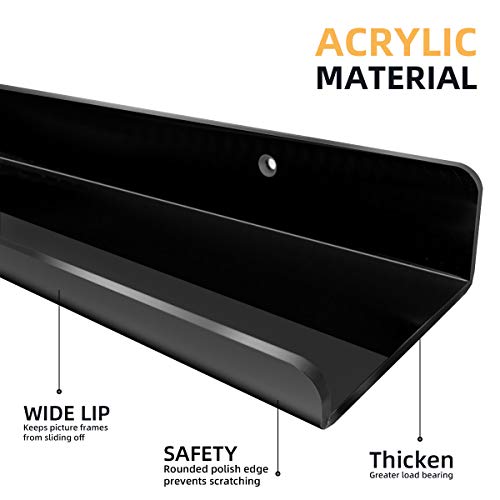 24 Inch Acrylic Black Floating Shelves for Wall, 5MM Thick Wall Mount