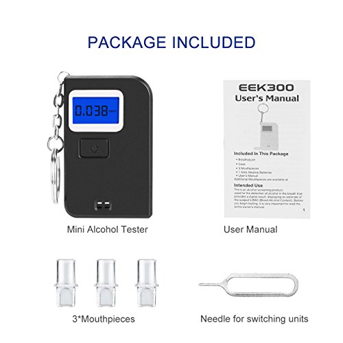 Breathalyzer, Portable Digital Breath Alcohol Tester LED Screen With 3 Mouthpieces for Home Use