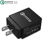 Wall Charger TAKAGI Quick Charge 3.0 (Quick Charge 2.0 Compatible) USB Fast Charging Station Travel Power Adapter for Samsung S7/S6/Note 8, iPhone X/8/7/Plus, Huawei Mate 10, iPad and More (Black)