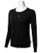 FLORIA Women Button Down Crew Neck Long Sleeve Soft Knit Cardigan Sweater Black M