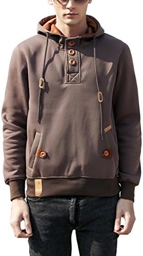 ICOOLYI Men's Hoodie Sweatshirt Fashion Fleece Pullover Jacket (Medium, Brown)