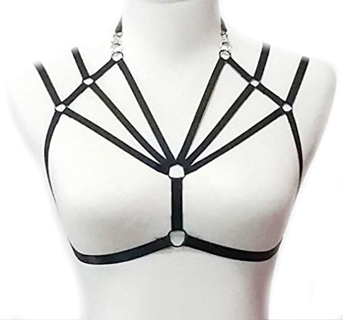 Walemy Harness Bra,Gothic Style Sexy Fashion individuality Elastic Cage Bra Strappy